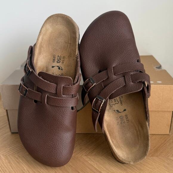 Birkenstock Birkis Camden 2 Brown Leather Slip On Clogs - Men 6- Women 8